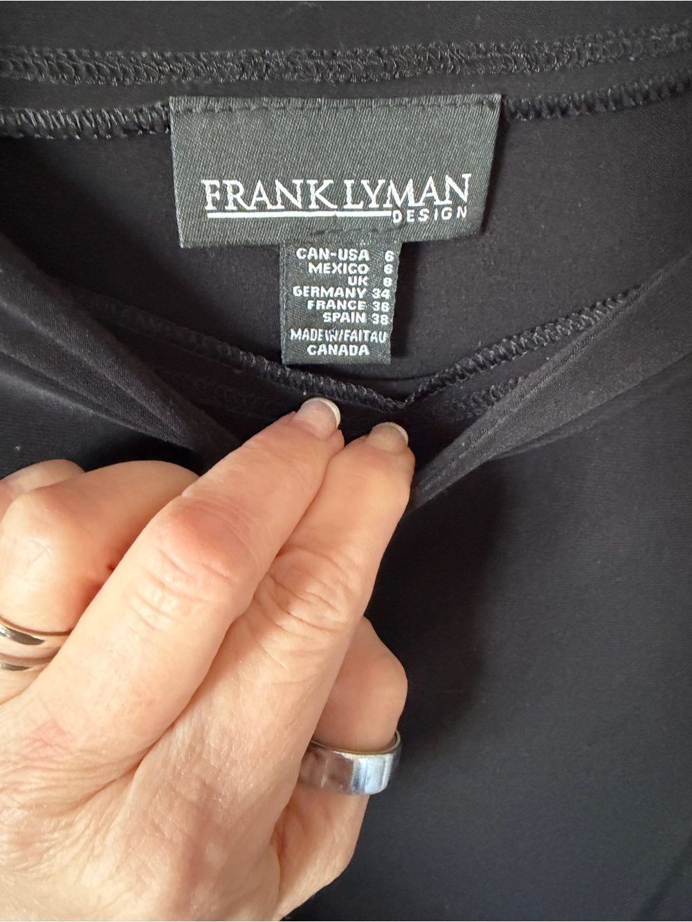 Frank Lyman Design Black Ruffle Sleeve Buckle Waist Top Size 6 - Picture 2 of 5